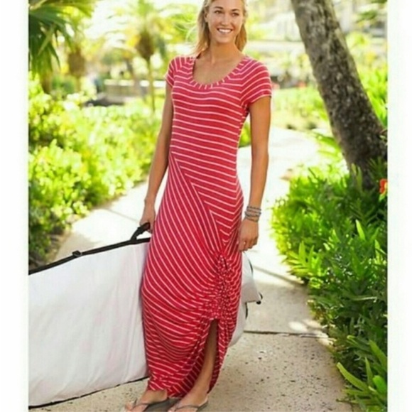 Athleta Dresses & Skirts - Athleta Red and White Dusty Shark Bite Striped Maxi Dress